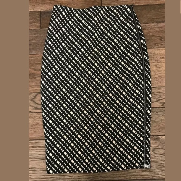 Express Stretch High Waist Pencil Skirt Black/Wht - Picture 5 of 8